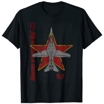 MiG-23 Flogger Sowjet-Flugzeug, Vintage, Kyrillisch T-Shirt