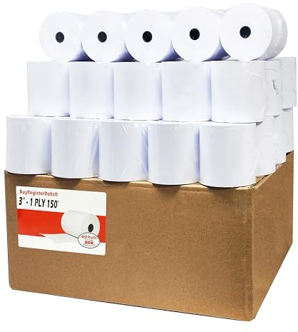 (40 Rolls) 3 x 150’ 1 Ply Bond (Non –Thermal) Made in USA STAR SP 700 Kitchen Printer Paper POS Receipt Cash Register for SRP 275 SMP 200 TMU200 MP500 NCR 2174 XR200 IMPACT Printers Requires Ribbons