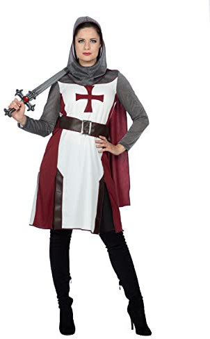 WILBERS & WILBERS 4332 - Ritter Kostüm für Damen, Kleid mit Kapuze, Gürtel, Mittelalter Verkleidung für Karneval, 36