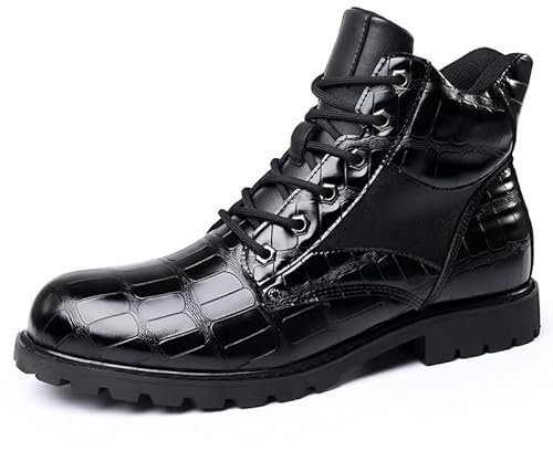 Uomo Stivaletti Derby Vintage PU Pelle Stivali da Combat Modai Stivali da Lavoro Biker Boots Moto Stivali Taglia 38-48 (41,Nero)