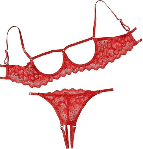 VicSec Completi Intimi da Donna Set Lingerie Donna Babydoll Sexy Confortevole Reggiseno Pizzo Babydoll Aperto con Reggiseno e Perizoma per La Notte di Nozze Vacanze in Luna di Miele Viaggio