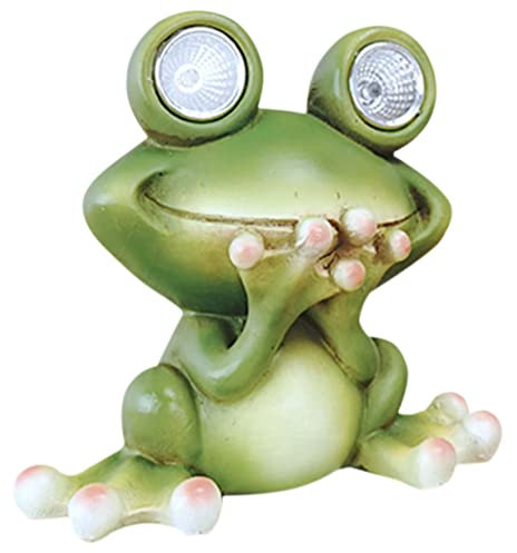 Kisangel Solar Frosch Gartendekoration Aus Kunstharz Mit Solarlicht Für Außenbereich Balkon Und Schlafzimmer Nachtlicht Figur