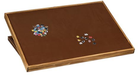 Relaxdays Puzzletisch, wendbare Puzzleablage für 1000 & 1500 Teile, höhenverstellbar, kippbares Holz Puzzlebrett, braun