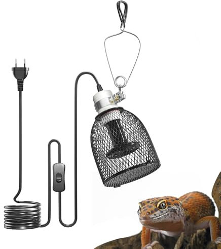 BrightArk Reptile Heat Lamp Dome Light Fixture 160W, Heat Lamp Holder E27 with 1 Ceramic Heat Bulb 100w, Anti-hot Tortoise Heat Lamp with Clip for Puppies, Chicks, Bearded Dragon, Lizard, Tortoise