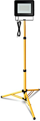 Daromigo Foco LED con trípode, 50 W, incluye trípode de altura regulable y cable de 1 m, foco LED de 6000 K, blanco frío, 4250 lm, resistente al agua, IP66, lámpara de construcción para taller (sin