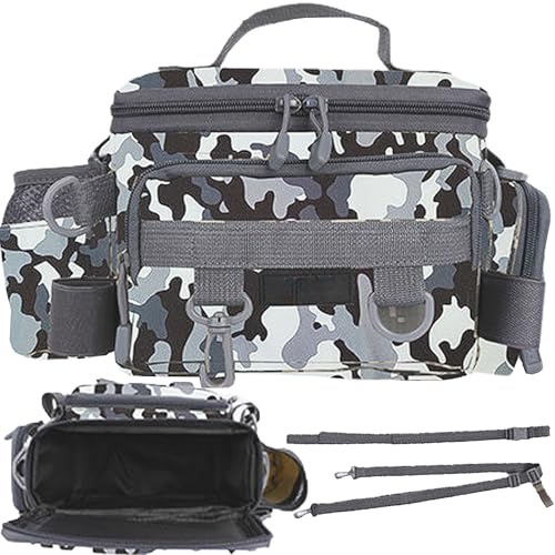 XUBX Multibolsillo Gran Capacidad, Bolsa para Aparatos Pesca, Bolso De Pesca Impermeable, Multifuncional, Grande(Gris Camuflaje)