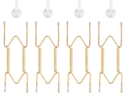 Bilillo 4 Pack Plate Hangers for The Wall, Suitable for 6-8 inch Art Plate, Stainless Steel Invisible Heavy Duty Wire Plate Holder with Wall Hooks, Plate Hangers for Displaying Plates, Platter, Dish