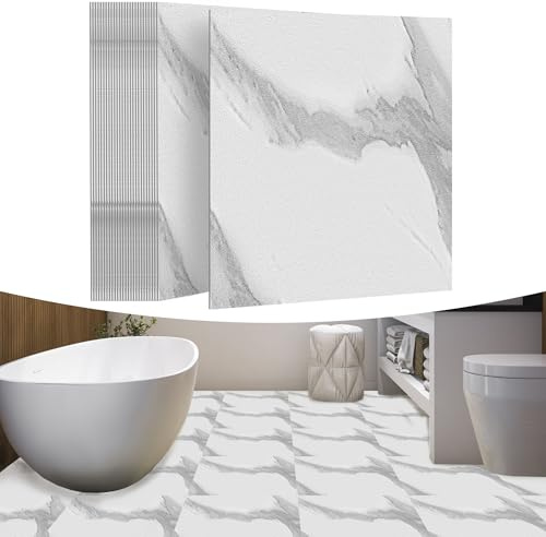 YRHome 54 Stücke PVC Bodenbelag Selbstklebend 5,02 m² Vinylboden Bodenfliesen Klebefliesen 30x30cm Venylbodenbelag Laminat Wasserdicht Rutschfest PVC Fliesen Dekor-Dielen Fliesenoptik Marmor Beige