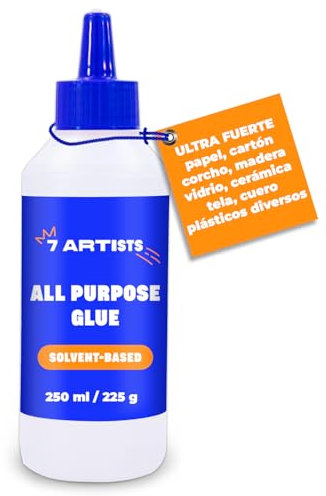 7 Artists Bastelkleber Transparent Flüssig 250 ml - Schnelltrocknender Bastelleim Transparent für Papier, Holz, Filz, Keramik | Vielzweckkleber Schnelltrocknend | Alles Kleber für Hobby & DIY