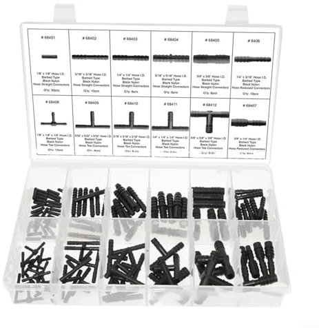 Juego de 113 conectores de manguera de coche, juego de conectores de manguera de plástico recto con estuche de almacenamiento