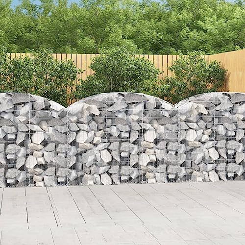 HaoChrymec Gabion with Arceau Haut, Galvanized Steel, Decorative Garden Barrier, Jardinière à Gabion, Panier à Pierre, Parterre Surélevé en Gabion, 150 x 50 x 100/120 cm
