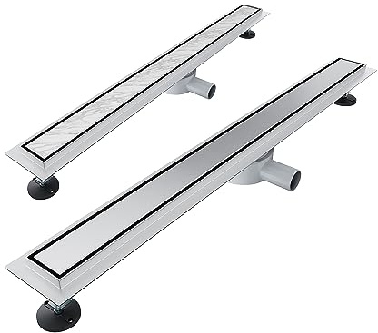 Desagüe de ducha lineal de acero inoxidable de 50 cm, diseño cuadrado de estilo italiano 2 en 1 para suelos de ducha con azulejos, perfecto para duchas a ras de suelo y fácil gestión del flujo de agua