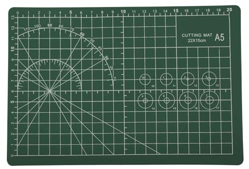 CAPASTEC Tappetino per taglio auto-riparante, 22x15cm (A5) Tavola per hobby a doppia faccia, Tappetino da cucito, Tappetino per taglio per hobby di cucito Scrapbooking, Verde