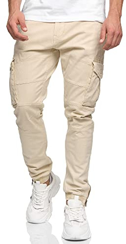 Indicode Herren Alex Cargohose aus Baumwolle mit 6 Taschen | Cargo Chino Hose f. Männer Fog, 3XL