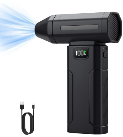 Electric Air Duster, Cordless Reusable Air Blower Duster, 150000RPM Cordless Air Duster with LED Light, Rechargeable 5-Gear Adjustable Mini Blower, Portable Air Blower for Multi-Surface Cleaning