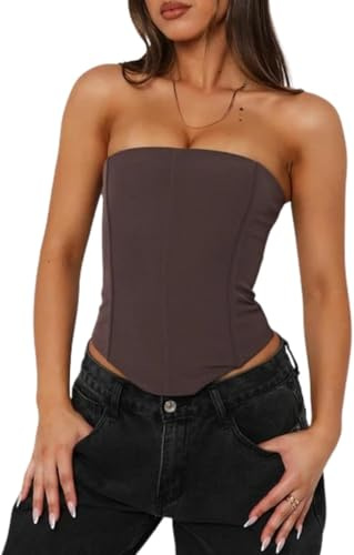 Svuitmsl Women Mesh Strapless Bustier Y2k Back Zip Up Boned Bustier Tops Bodyshaper Tube Top Sexy Going Out Bustier Corset