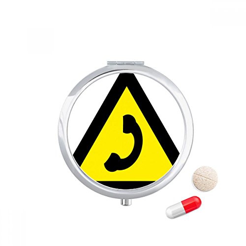 DIYthinker Warning Symbol Yellow Black Calling Prohibited Triangle Travel Pocket Pill case Medicine Drug Storage Box Dispenser Mirror Gift
