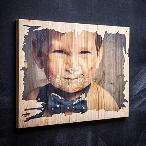 Dein Foto auf Holz - Direkter Fotodruck - Vintage-Holz - Personalisiertes Bild als Geschenk | Größe: L (33 x 45 cm Querformat)