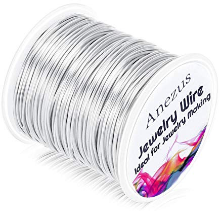 anezus 20 Gauge Schmuckdraht, Basteldraht Anlaufbeständiger Kupfer-Perlendraht für Schmuckherstellung und Basteln (Silber)