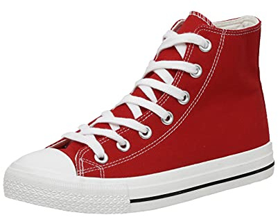 CUSHIONAIRE Vance High Top Canvas Sneaker für Damen + Memory Foam, Rot, 41 EU
