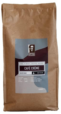 Coffee Fellows Café Crème | ganze Kaffee Bohnen | Arabica & Robusta Qualitäts-Mischung | Ideal für Vollautomaten und Siebträger (1kg)