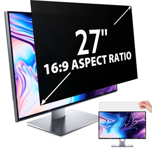 IPROKKO 27 Inch Computer Privacy Screen Filter for 16:9 Aspect Ratio, Anti Blue Light Glare Removable Screen Protective Film