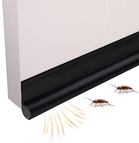 Misazy burlete puerta entrada 2 piezas burletes para puertas, un lado con sello autoadhesivo, protección contra corrientes de aire y ruido, protección contra el frío, cierre de velcro(96cm X 2, negro)