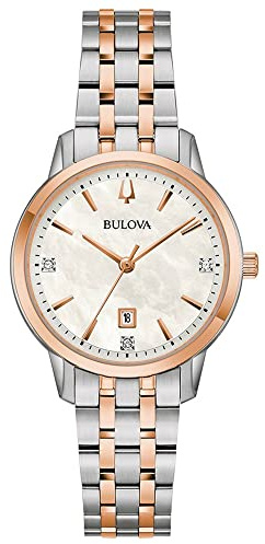 Bulova Damen Analog Quarz Uhr mit Edelstahl Armband 98P213
