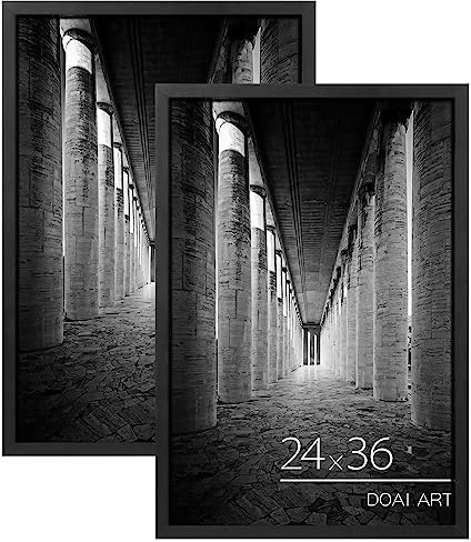 DOAI ART 24x36 Poster Frame Black 2 Pack, Poster Frames 24 x 36 inches or 24x36 Picture Frames with HD Plexiglass for Horizontal or Vertical Wall Mounting, Durable Scratch-proof Safe and Artistic