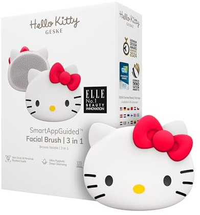 GESKE x Hello Kitty | Spazzola per il viso SmartAppGuided™ | 3 in 1 | Spazzola per la pulizia del viso | Spazzola per la pulizia | Spazzola per il viso in silicone | Pulizia e cura della pelle