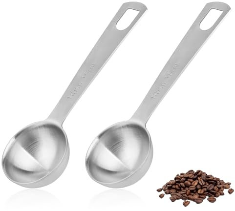 KALIONE 2 cucchiai da tavola in acciaio inox, cucchiaini dosatori per caffè, piccoli cucchiai in metallo, per caffè macinato (15 ml)