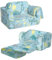 MeMoreCool Kindersofa Ausklappbar, 2-in-1 Kleinkinder Schlafsofa, Kindersessel mit Schlaffunktion, Mini Couch für Kuschelecke Kinderzimmer, Fancy Spielsofa für Mädchen und Jungen, Blau Dinosaurier