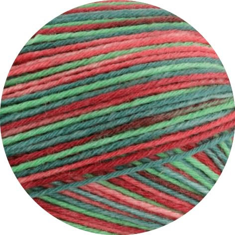 MEILENWEIT Merino 6-fach 150g CHRISTMAS 621 - Hellrot/Rot/Grün/Hellgrün