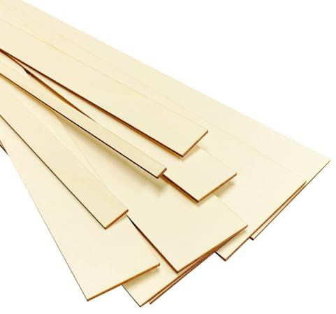 Listones de madera contrachapada de 5 mm, 100 cm de largo, ancho de 1 a 10 cm a elegir, paquete con: 25 unidades, ancho: 5 cm