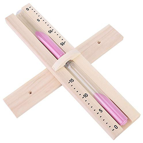 Horloge de Sauna Tbest, Horloge de Sable de 15 Minutes pour Salle de Sauna, Minuterie en Verre, Sablier Mural en Bois avec Sables Roses