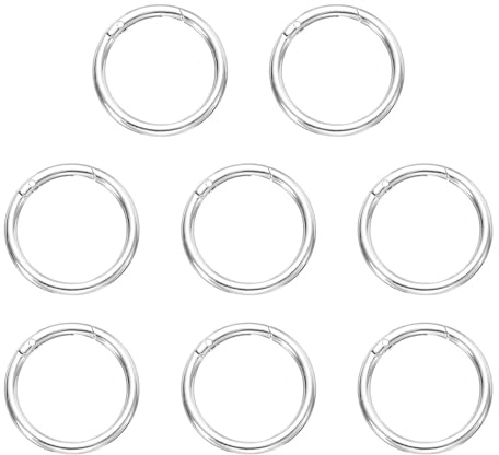 QUARKZMAN 8pcs Anillo de Resorte, 38mm O Ring Llavero Mosquetón Clip Hebilla Redonda Cierre de Metal Aleación Broche Accesorio para Senderismo Manualidades DIY Bolsa Decoración, Plateado