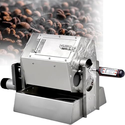 Tostador eléctrico de granos de café, panadero de granos de café a gas, tipo tambor, acero inoxidable for uso doméstico y comercial, 3,4 L