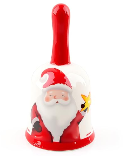 badaren Campana de Navidad Porcelana, Campana de Mano, Campana de Navidad, Decoración Navideña para Decoración de Mesas y Regalos (A)