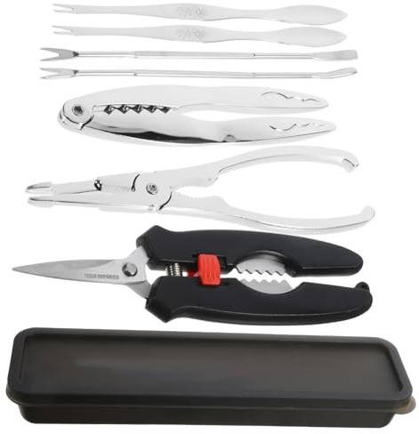 DIYEAH Set di 8 Strumenti in Acciaio Inossidabile Pinza per Crostacei, Forbici e Forchette per Aprire Gusci di Granchio e Aragosta, per Mangiare Frutti di Mare