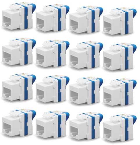 Waytex Keystone RJ45 Short Cat6a UTP senza attrezzi, 16 pezzi, connettore di rete da 10 Gbps 500 MHz – T568A/B – AWG22 a 26