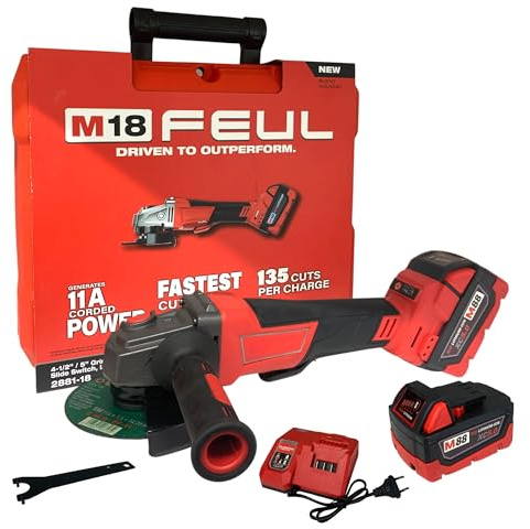 Flex Smerigliatrice Angolare a Batteria M88 con 2 Batterie 5Ah – Flessibile Diametro Disco 115/125mm con Velocità Variabile 0-8500 RPM Motore Brushless con LED Indicatore Carica