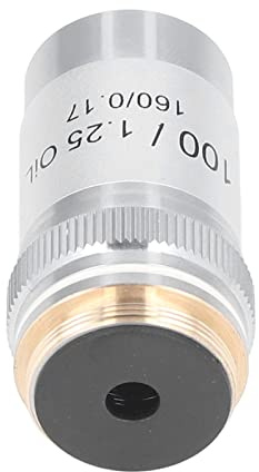 aqxreight Lentille d'objectif de Microscope Achromatique 100X, Optique Plaquée en Laiton Haute Puissance pour Une clarté Nette, compatibilité de Filetage RMS, Protection des Ressorts, Idéale pour