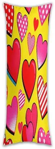 Endless Hearts Pillow Case Decorative Long Pillowcase Soft Pillow Cover with Zipper Hidden Cute Breathable Body Pillow Case for Bench Bed Bedroom 19 X 53 Inches
