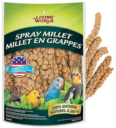 Living World – Millet Spray for Birds, 7 Oz – Premium Treat for Budgies, Canaries, Finches, Cockatiels and Other Pet Birds
