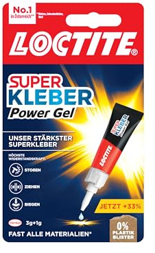 Loctite Superkleber Gel, extra starker & flexibler Sekundenkleber, stoß- & wasserresistentes Sekundenkleber Gel für z.B. Gummi, Leder, Holz, 1 x 3 g