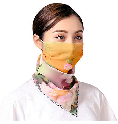riou Damen Bandana Halstuch Mundschutz Multifunktionstuch Schlauchtuch Staubdicht UV-Schutz Atmungsakti Sommer Chiffon Tuch Schlauchschal