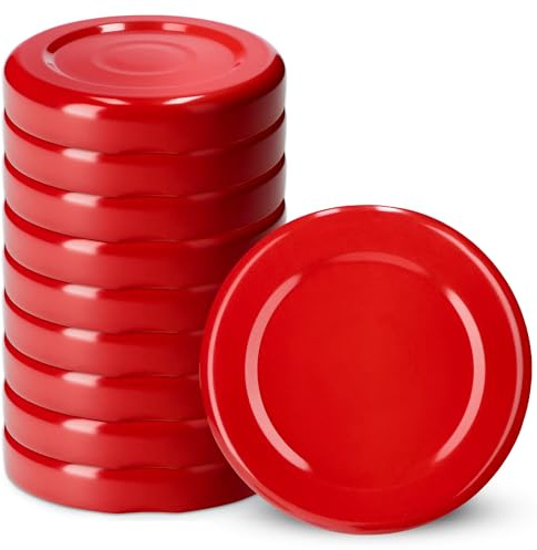 KADAX 10er Set Schraubdeckel TO43 für Gläser 43mm Rot – Twist-Off Ersatzdeckel für 40ml Mini Gläser & Probiergläser, Luftdicht & Spülmaschinenfest