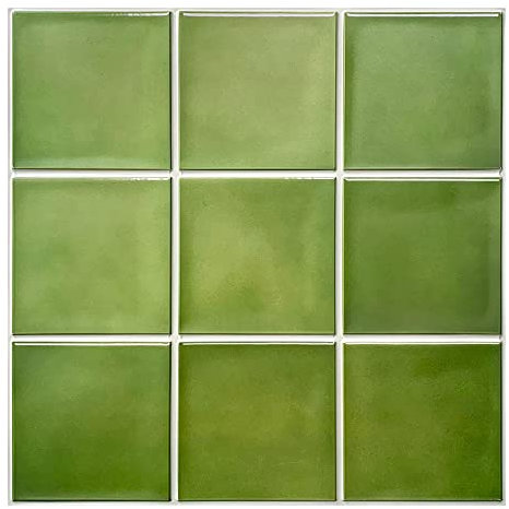 Commomy Fliesenaufkleber Klebefliesen Küche Bad, 10 Stück Matt Grün PVC Quadrat Metro Fliesen Selbstklebend, 30 x 30 cm, für Küche, Bad, Metro Wand Fliesendekor