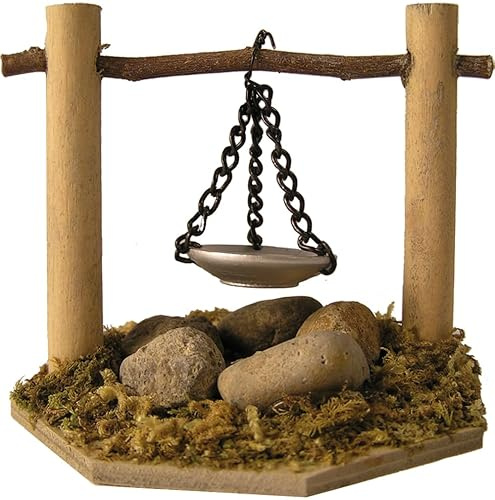 FADEDA Campfire with Bowl/Height: 7 cm/Hand-Painted/Detailed Nativity Scene Figures - Christmas Table Decoration Nativity Accessories