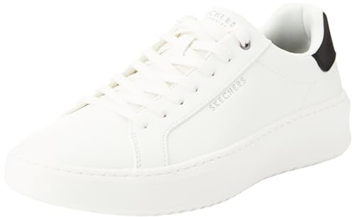 Skechers Herren Court Break Suit Sneaker Platform, White Duraleather, 45 EU
